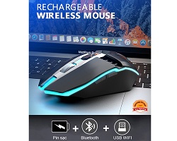 Chuột Máy tính Bluetooth 6 nút có LED - Sói Bạc X5 - Phù hợp mọi thiết bị Macbook, iPad, TV